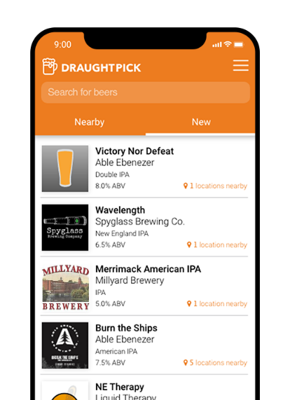 Screenshot of DraughtPick mobile app